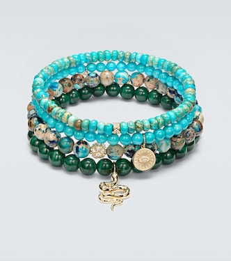 Set aus vier Armbändern aus Edelsteinen mit 14kt Gelbgold | Sydney Evan