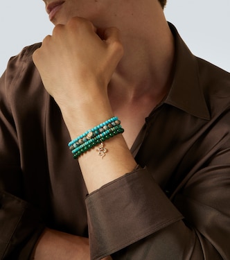 Set of 4 14kt gold beaded bracelets with gemstones | Sydney Evan