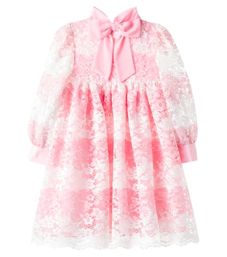 Bow-detail shirred lace dress | Patachou
