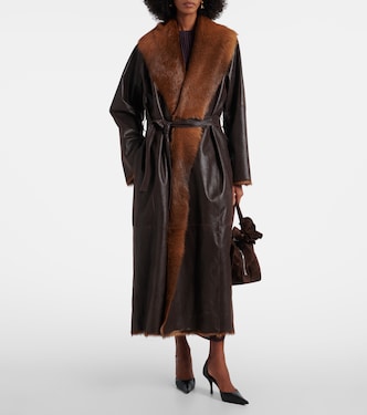 Manteau en cuir et shearling | Magda Butrym