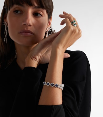 Reign Supreme 18kt white gold bangle with sapphires and diamonds | Yeprem