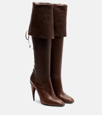 Lace-up leather knee-high boots | McQueen