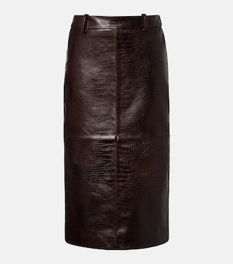 Taney croc-effect leather pencil skirt | The Frankie Shop