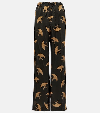 Pantaloni a gamba larga in raso di seta | Dries Van Noten