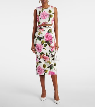 Crop top de mezcla de algodón floral | Dolce&Gabbana