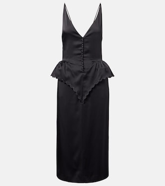 Open-back peplum satin midi dress | Stella McCartney