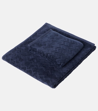 Chalk set of 2 zigzag cotton terry towels | Missoni