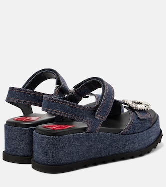 Embellished denim wedge sandals | Roger Vivier