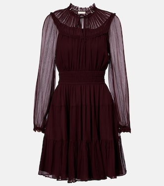 Ava tie-neck silk chiffon minidress  | Ulla Johnson