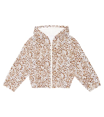 Leopard-print jersey zip-up hoodie | Monnalisa