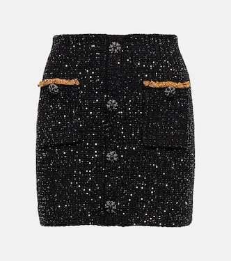 Mini-jupe en bouclé à sequins | Self-Portrait