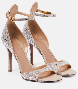 Sandalen VLogo aus Leder mit Kristallen | Valentino Garavani