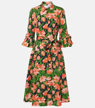 Vestido camisero de mezcla de algodón con lazo | Carolina Herrera