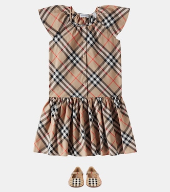Abito Burberry Check in cotone a pieghe | Burberry Kids
