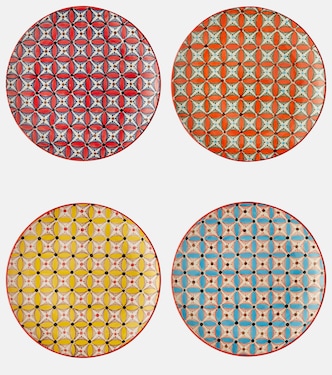 Hippy set of 4 ceramic dinner plates | Polspotten
