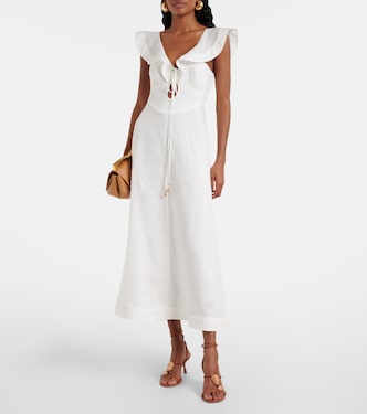 Abito midi Rhiannon in lino con stampa floreale | Zimmermann