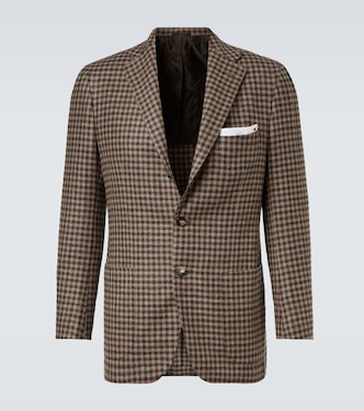 Checked wool, silk, and linen blazer | Kiton