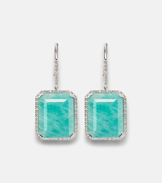 18kt white gold earrings with amazonite and diamonds | Shay Jewelry