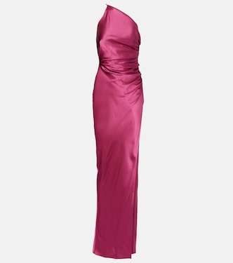 Asymmetric gathered silk satin gown | The Sei