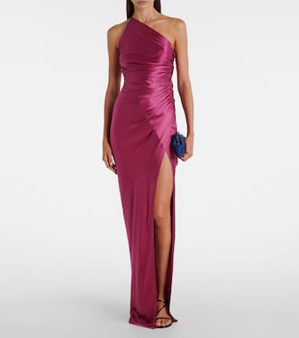 Asymmetric gathered silk satin gown | The Sei