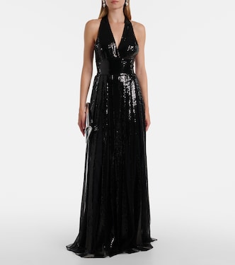 Open-back sequined tulle gown | Elie Saab