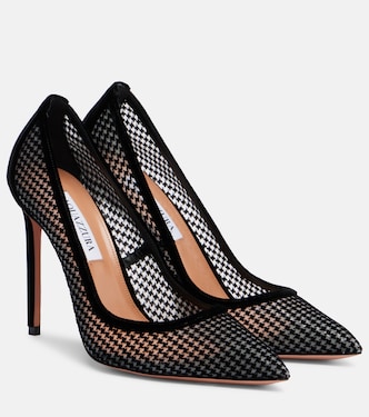 Nude 105 houndstooth velvet pumps | Aquazzura
