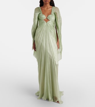 Cassandra caped silk muslin gown | Maria Lucia Hohan