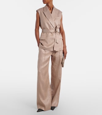 Pantalones anchos en mezcla de lino | Brunello Cucinelli