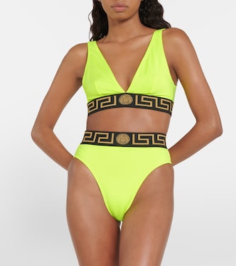 Greca high-wasted bikini bottoms | Versace