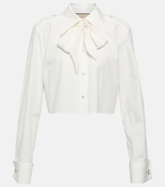 Blusa in popeline di cotone con fiocco | Gucci