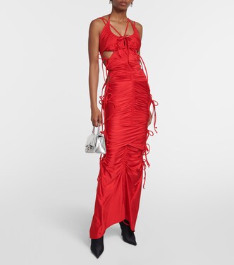 Patched Bikini cutout maxi dress in red - Balenciaga | Mytheresa