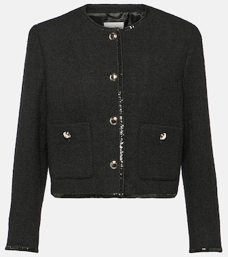 Cropped wool-blend tweed jacket | Miu Miu