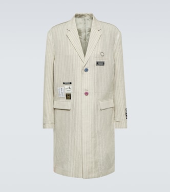 Appliqué pinstripe wool and linen coat | Undercover
