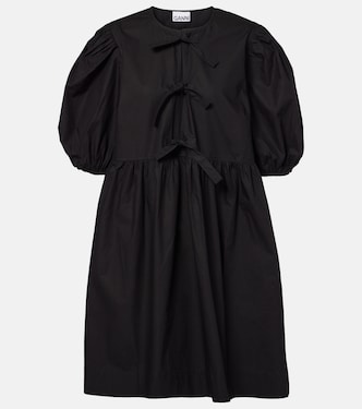 Bow-detail cotton poplin minidress | Ganni