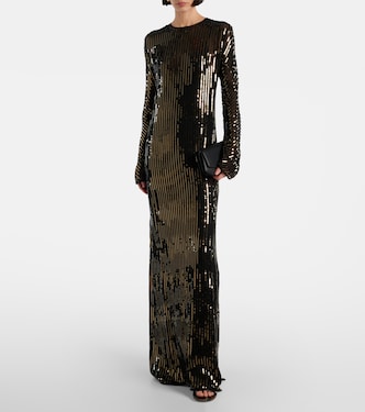 Abito lungo in seta con paillettes | Johanna Ortiz