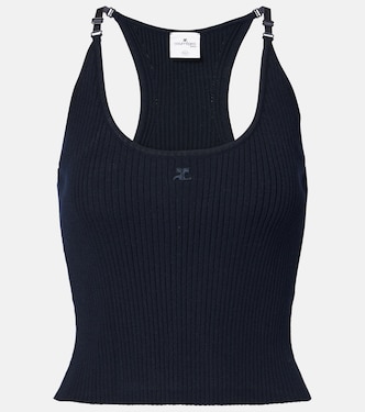 Top in maglia a coste con logo | Courrèges