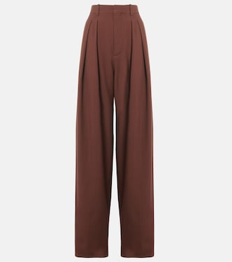 High-rise wool gabardine wide-leg pants | Saint Laurent