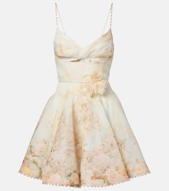 Memento floral linen and silk minidress | Zimmermann