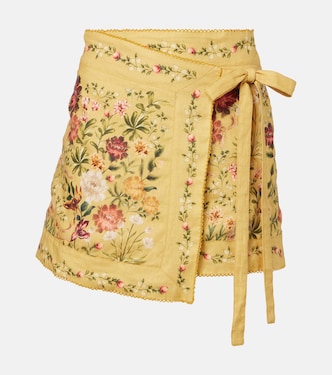 Paréo Luna en coton et lin à fleurs | Agua by Agua Bendita