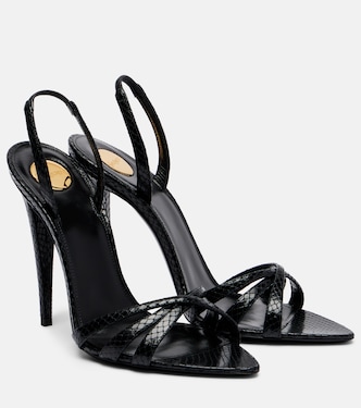 Kate 110 croc-effect leather slingback sandals | Saint Laurent
