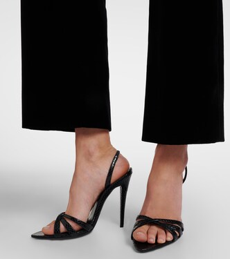 Kate 110 croc-effect leather slingback sandals | Saint Laurent
