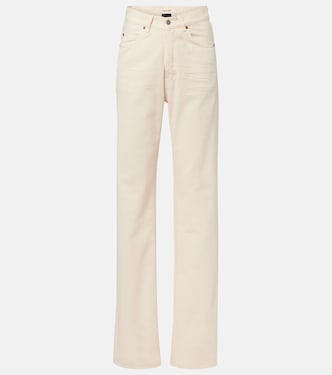 Leather-trimmed wide-leg jeans | Saint Laurent