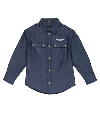 Logo denim shirt | Balmain Kids