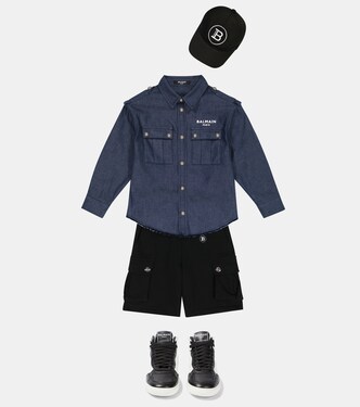 Logo denim shirt | Balmain Kids