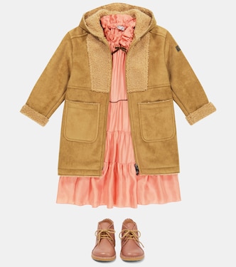 Hooded faux suede coat | Il Gufo