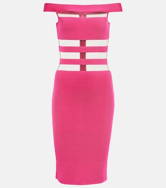 Off-shoulder mesh-paneled minidress | Balmain