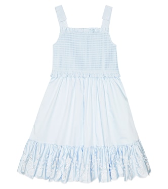 Smocked cotton poplin dress | Self-Portrait Kids