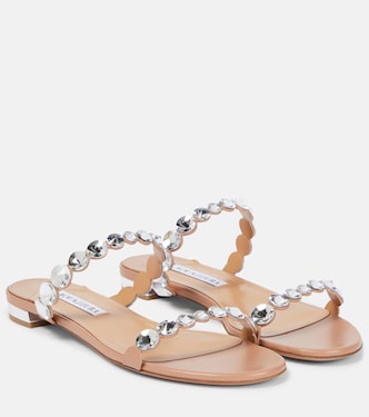 Sandali Maxi-Tequila in pelle con cristalli | Aquazzura