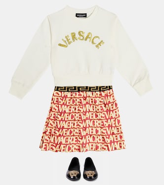 Falda plisada con logo y Greca | Versace Kids