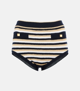 Shorts Roman Stud in lana a righe | Valentino